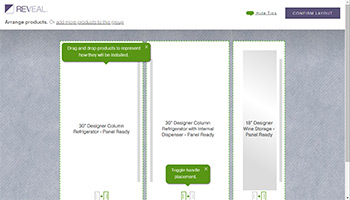 Screencap of Reveal Product configurator showing blocks representing refrigerators